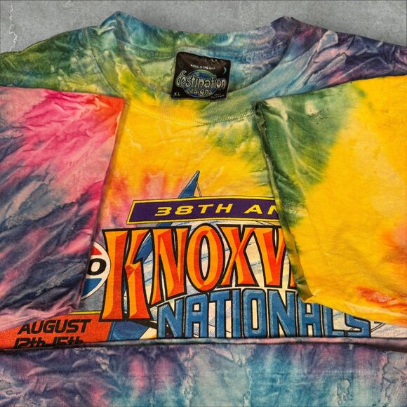 VTG 1998 Knoxville Nationals Good Year Sprint Car Racing Double Sided Tie Dye XL - Picture 6 of 8